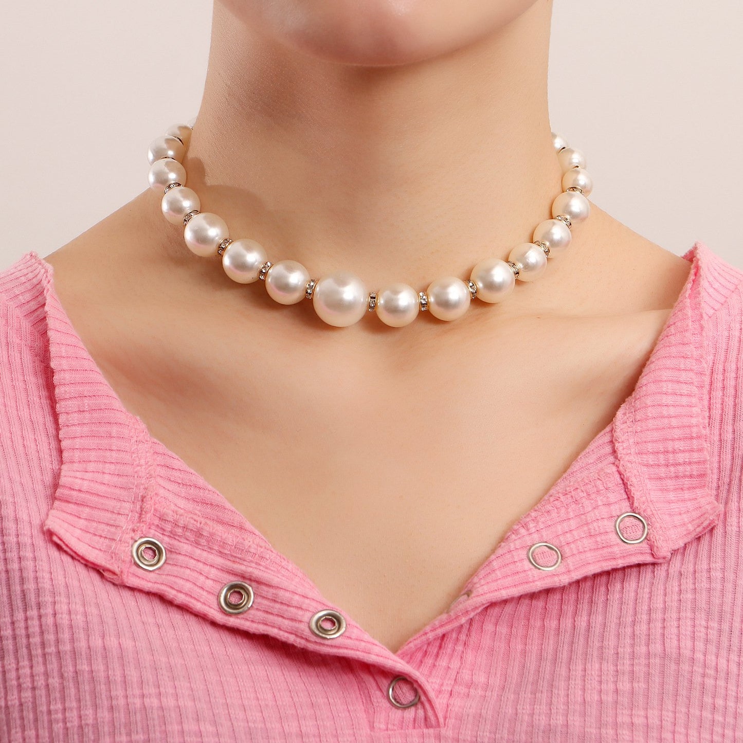 Jewelry colorful light luxury micro-diamond imitation Baroque pearl necklace female all-match y2k beaded necklace ins