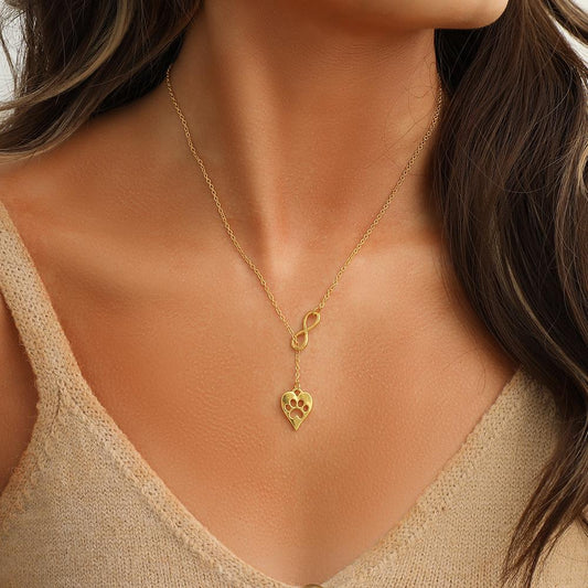 Simple Fashion Heart Tassel Pendant Necklace Bowknot Dog Paw Pendant Ladies Jewelry