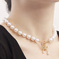Jewelry choker bow pendant imitation pearl beaded necklace ins explosion
