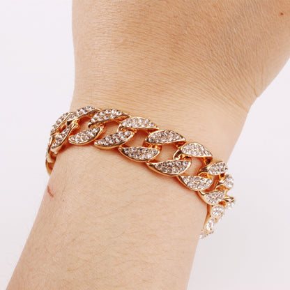 Jewelry personality chain full of diamonds hip-hop trendy hand jewelry simple all-match punk micro-inlaid bracelet female