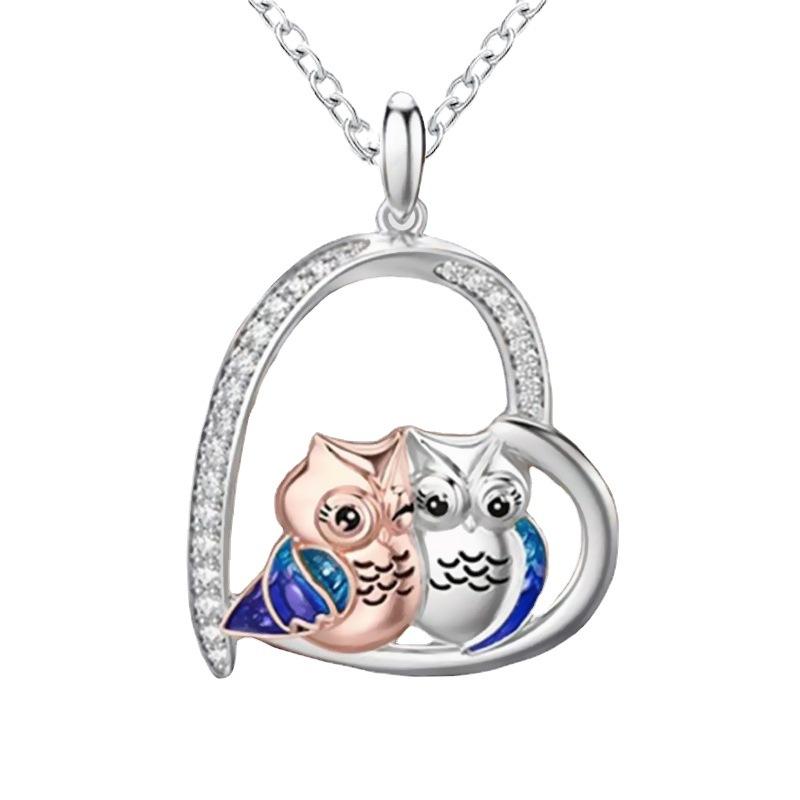 Jewelry Owl Heart Pendant Necklace Female Niche Design Sense Summer Cartoon Pattern Jewelry