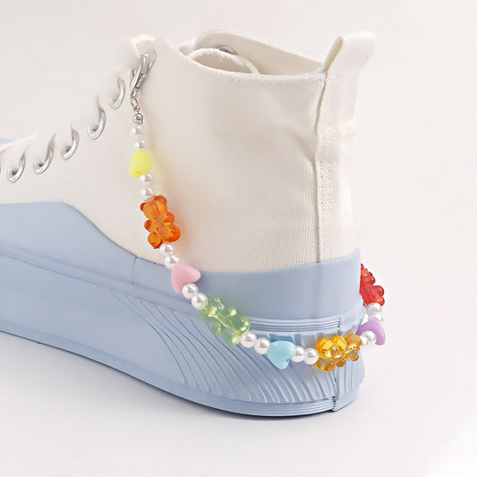 Jewelry ins fashion candy color bear foot jewelry female exquisite resin imitation pearl jewelry shoe chain