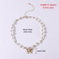 Jewelry Fashion Embossed Three-dimensional Butterfly Necklace Women's Short Style Pearl Geometric Single Layer Necklace