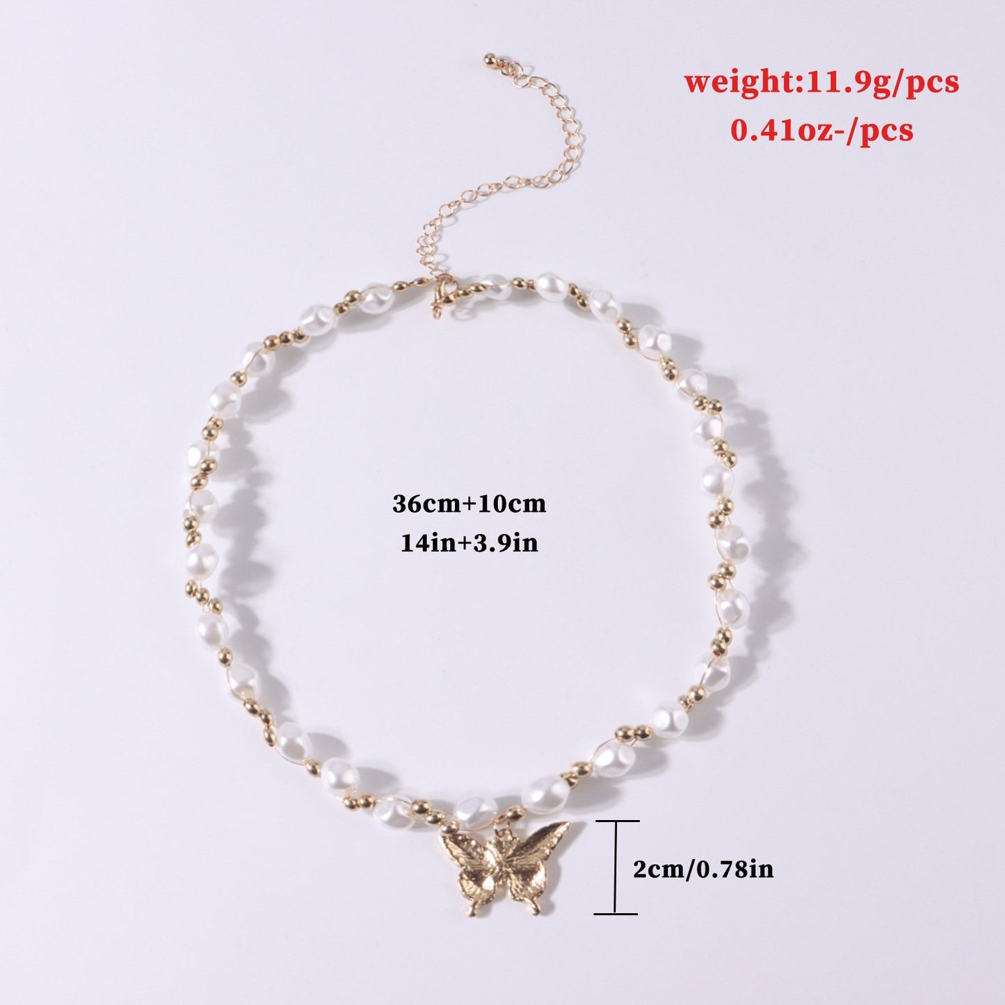 Jewelry Fashion Embossed Three-dimensional Butterfly Necklace Women's Short Style Pearl Geometric Single Layer Necklace