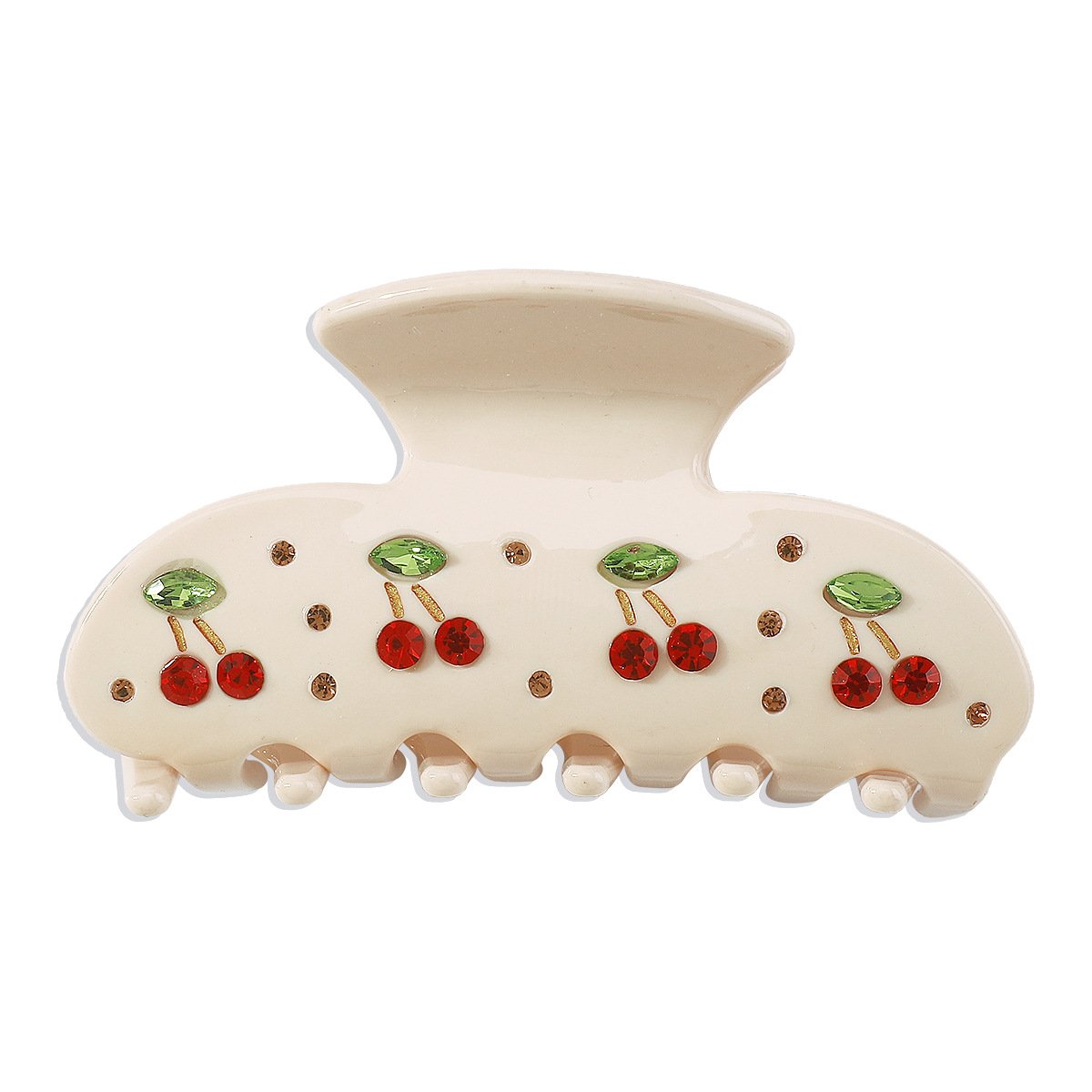 F4332 Light Luxury Cute Fruit Series Shark Clip Summer Cherry Watermelon Strawberry Color Diamond Fun Hair Clip