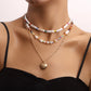 Jewelry multi-layer color rice beads LOVE letter peach heart pendant necklace female niche creative necklace