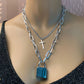 Jewelry Trendy Geometric Lock Pendant Necklace Punk Street Rock Hip Hop Double Layer Necklace Necklace