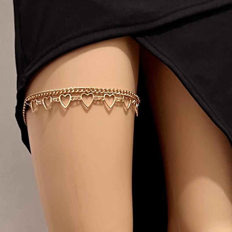 Fashion sexy leg chain street shot metal chain love thigh chain personality night elastic bandage leg ring female