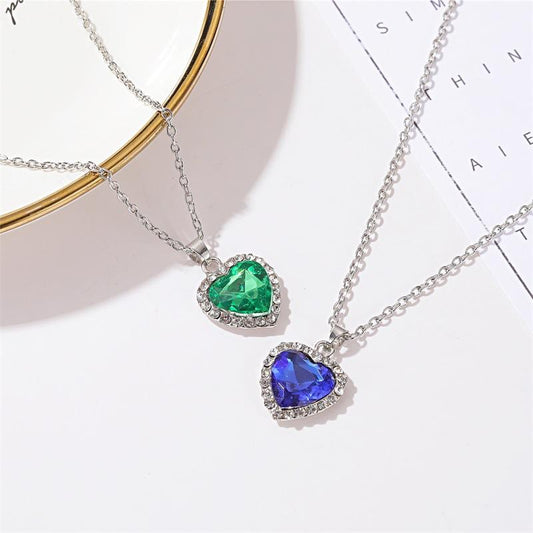 Jewelry Titanic Crystal Gem Heart Necklace Temperament Classic Ocean Heart Necklace