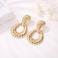 Jewelry alloy shell corrugated earrings women's drop-shaped threaded metal earrings
