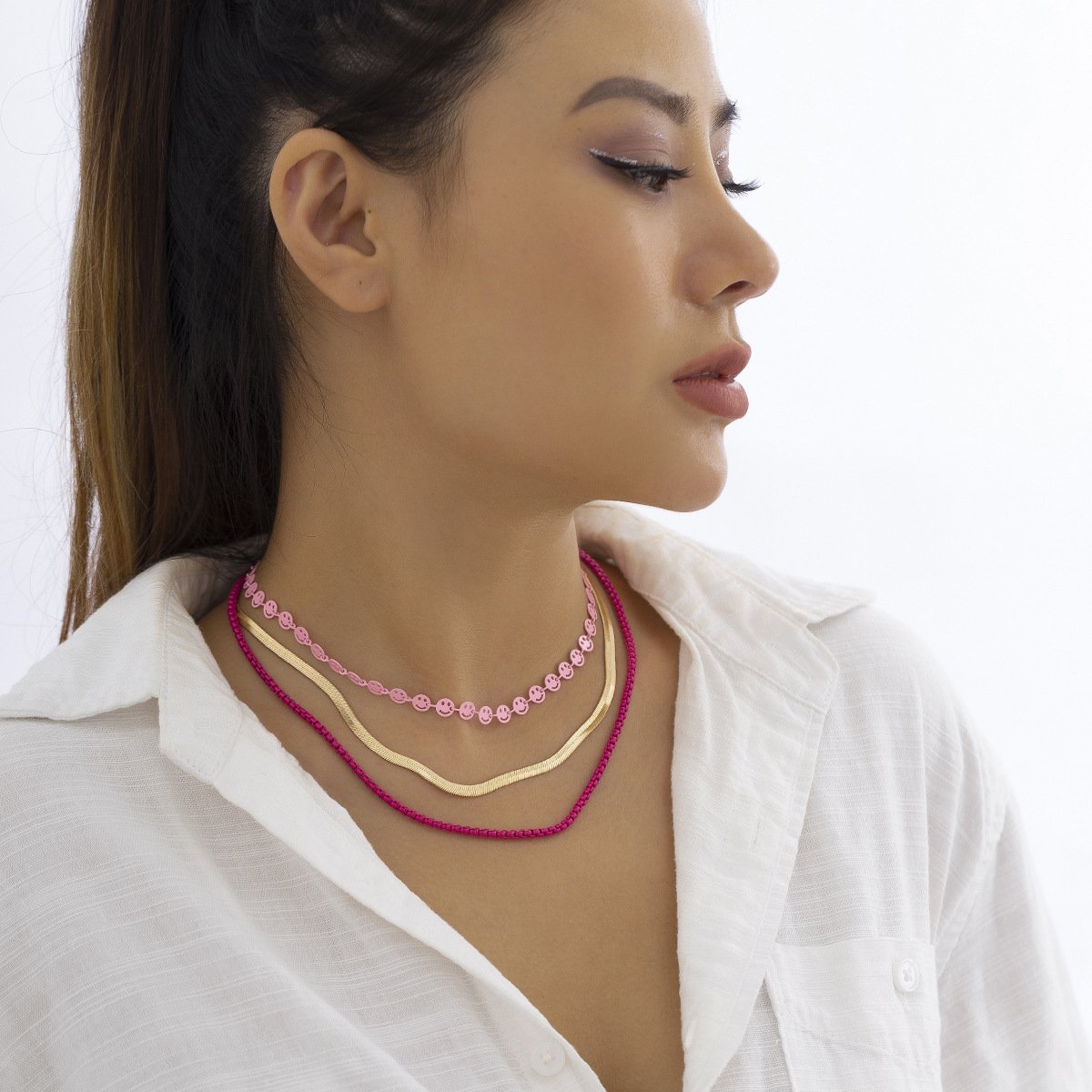 Jewelry Temperament Stacked Simple Clavicle Chain Versatile Necklace Metal Snake Bone Chain Necklace Female