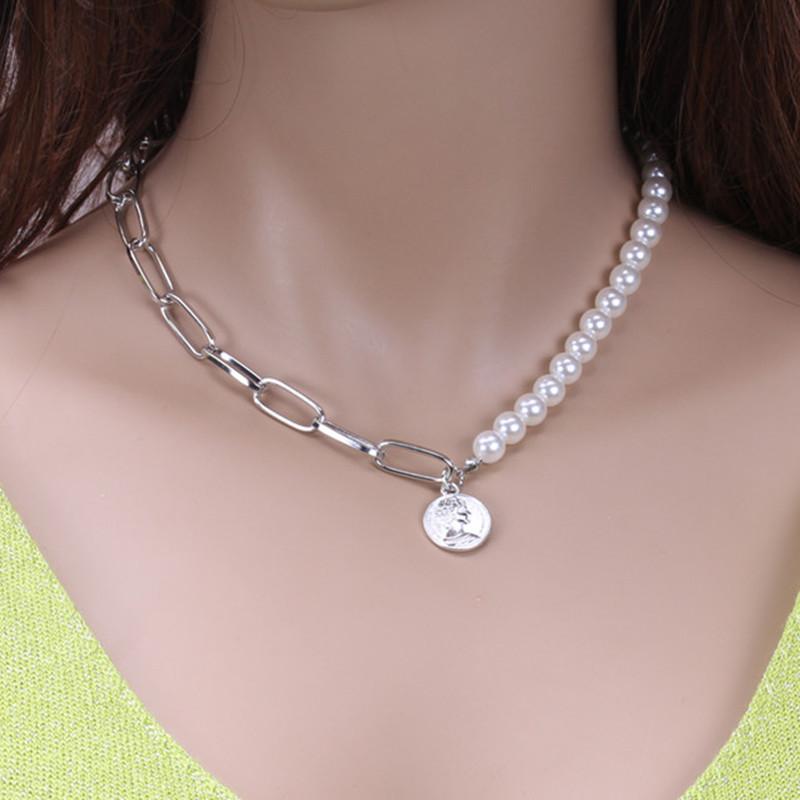 Jewelry Fashion Temperament Pearl Lock Necklace Pendant Earrings Net Red Simple Clavicle Chain Necklace