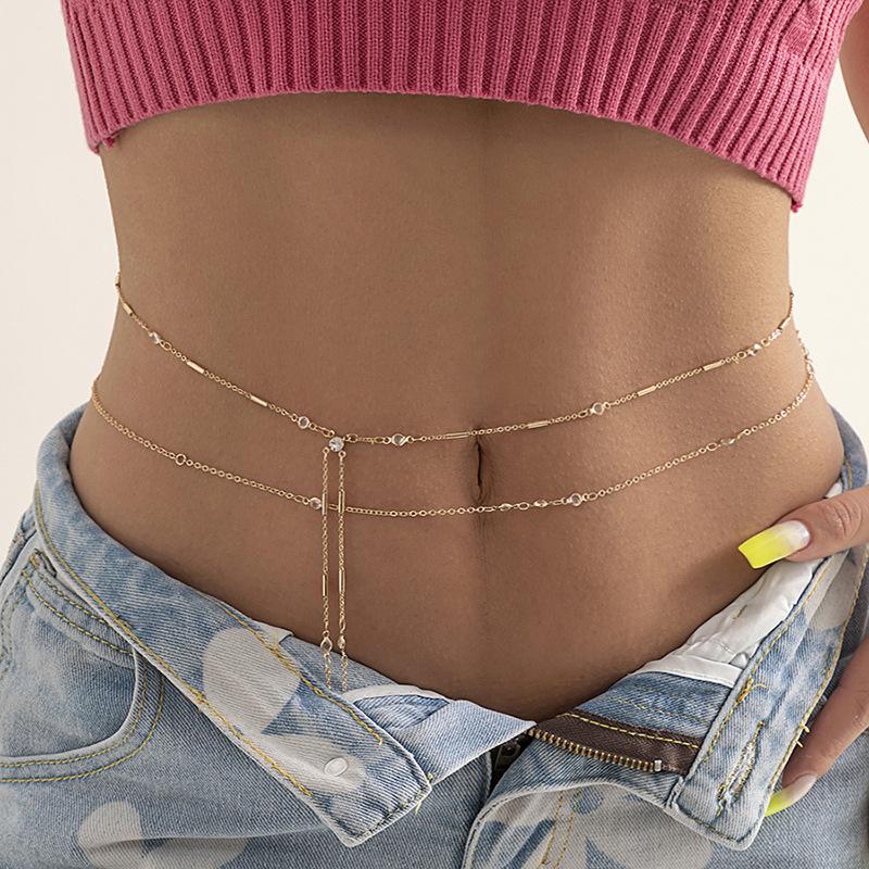 Fashion Sexy Tassel Thin Chain Waist Chain Women Simple Crystal Waist Chain Summer Sexy Body Chain Babes Accessories