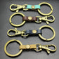 Top layer cowhide key chain key ring dog buckle 4 colors genuine leather bag pendant accessories ancient bronze color