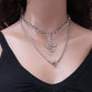 Jewelry Fashion Geometric Double Layer Versatile Lock Key Necklace Retro Snake Pendant Necklace Female