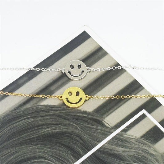 New Year's Explosion Good Mood Fashion Smile Emoji Smiley Face Bracelet Couple Bracelet Necklace Set