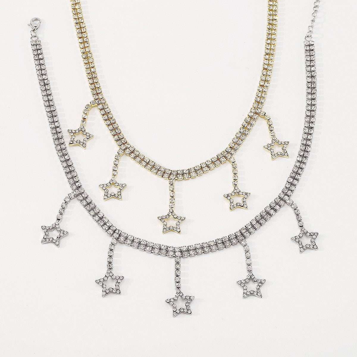 1556 Necklace Pentagram Claw Chain Temperament Full Diamond Necklace Rhinestone Tassel Temperament Sexy Necklace