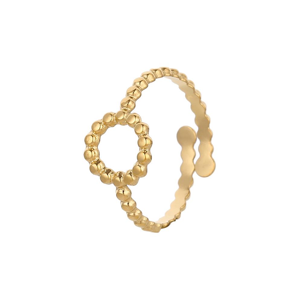 Personality fashion titanium steel circle dot opening ring trend stainless steel cold ring female