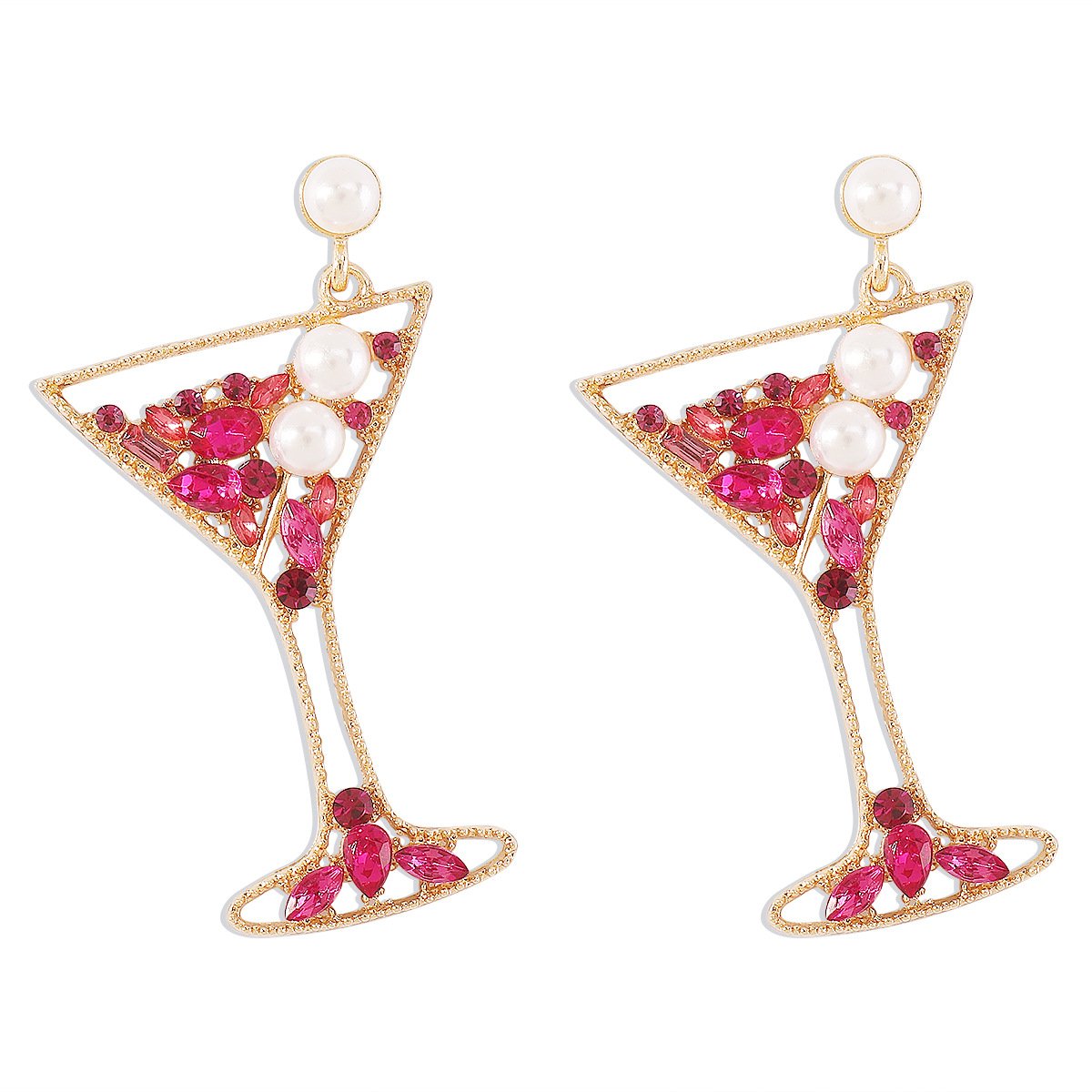 E9513 Fashion Personality Trend Goblet Stud Earrings Creative Design Geometric Diamond Earrings
