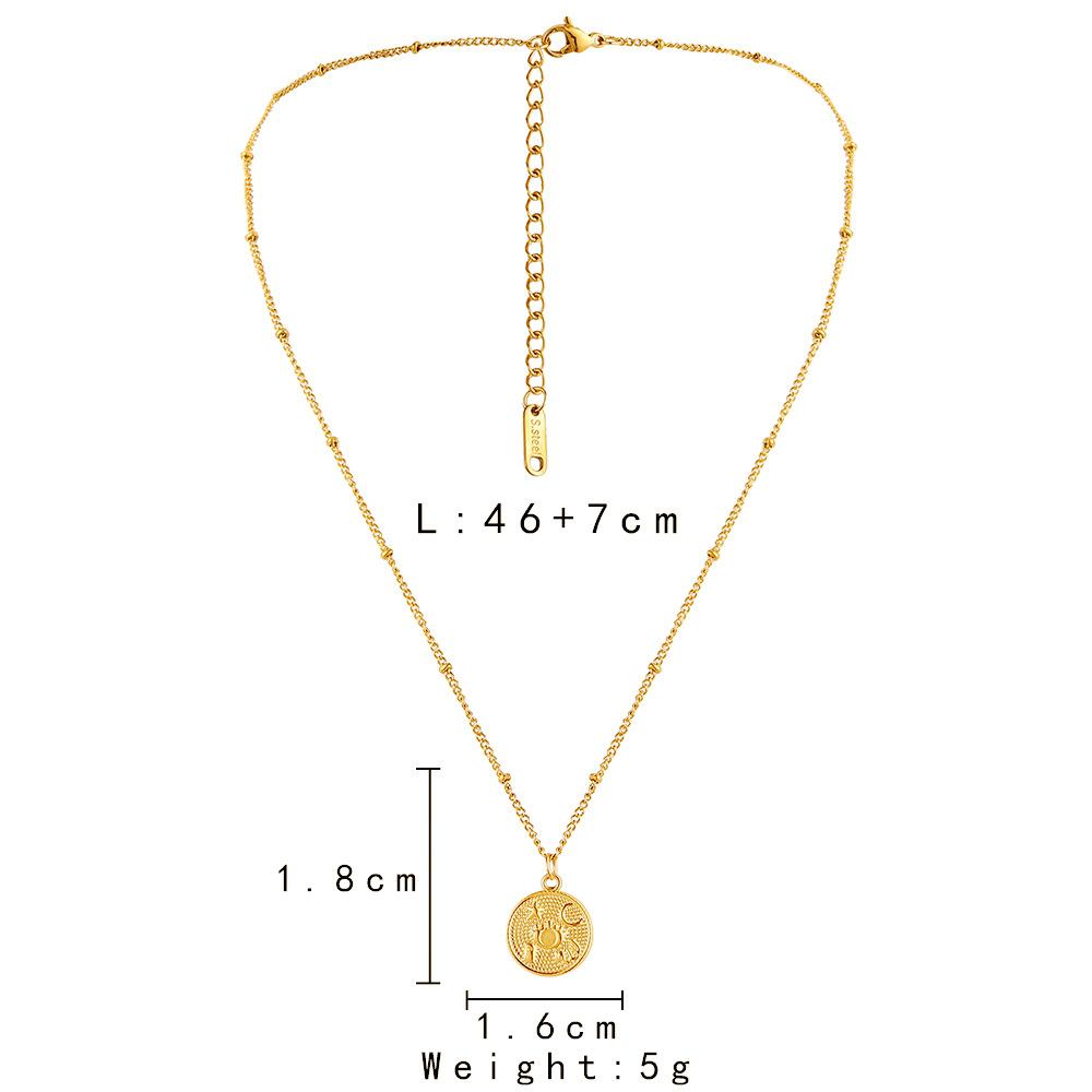 Fashion Simple Stainless Steel Gold Vintage Coin Pictogram Choker Necklace for Women
