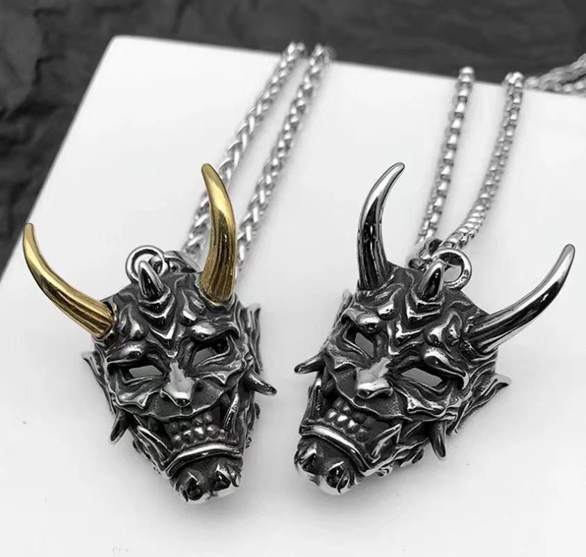 Summer Street Punk Pendant Necklace Male Ghost Mask Halloween Horror Ornament Gift