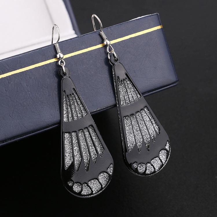 Popular Fashion Exaggerated Water Drop Alloy Fence Frosted Earrings Boutique Earrings