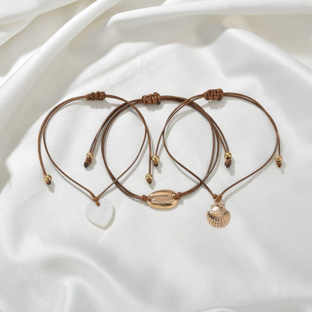 Creative Retro Simple Antique Beach Alloy Shell Bracelet Set Shell Piece Peach Heart Jewelry For Women