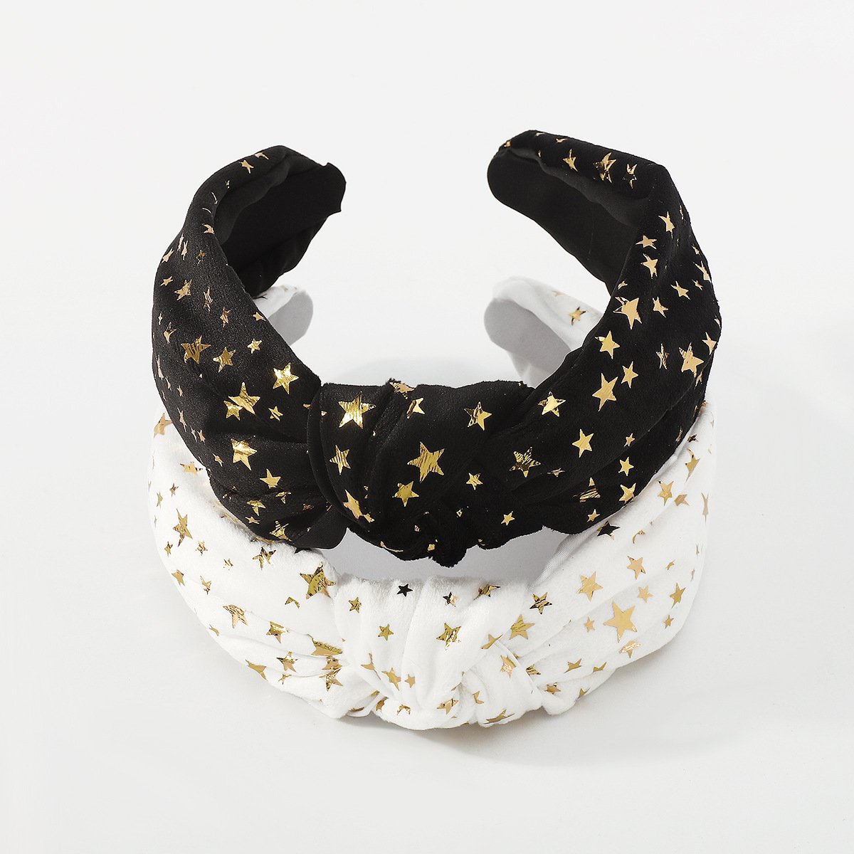 F4693 Jewelry Velvet Retro Knotted Sweet Hair Ornament Solid Color Five-pointed Star Temperament Wide-Brim Headband