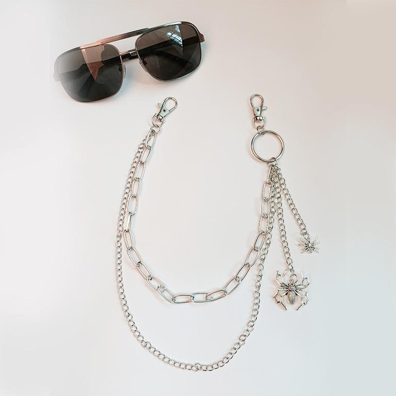 Explosive double-layer Halloween spider decoration waist chain body with punk hip-hop metal pants chain