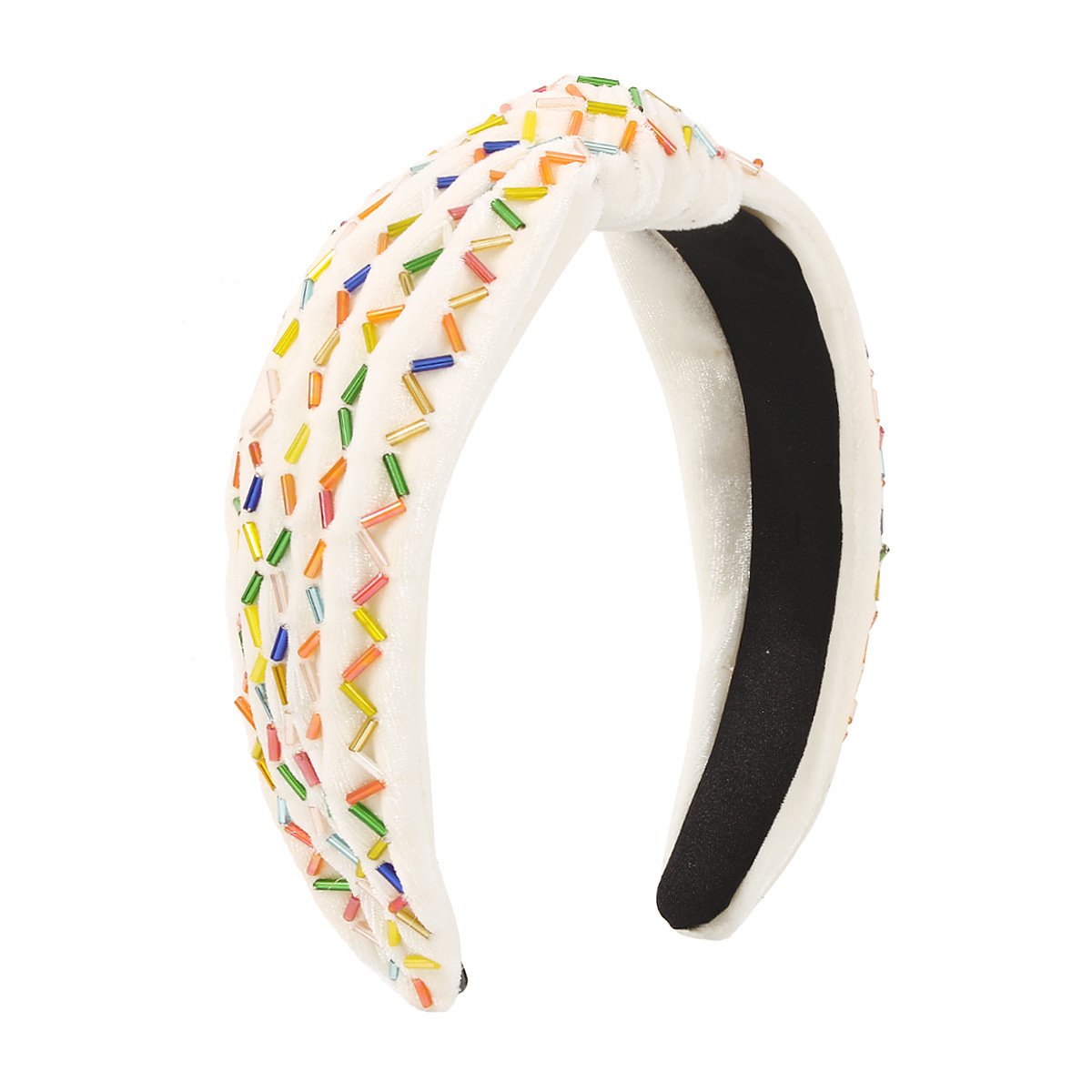 F4781 velvet hand-sewn headband pure color wide-brimmed knotted sweet retro resin headband female