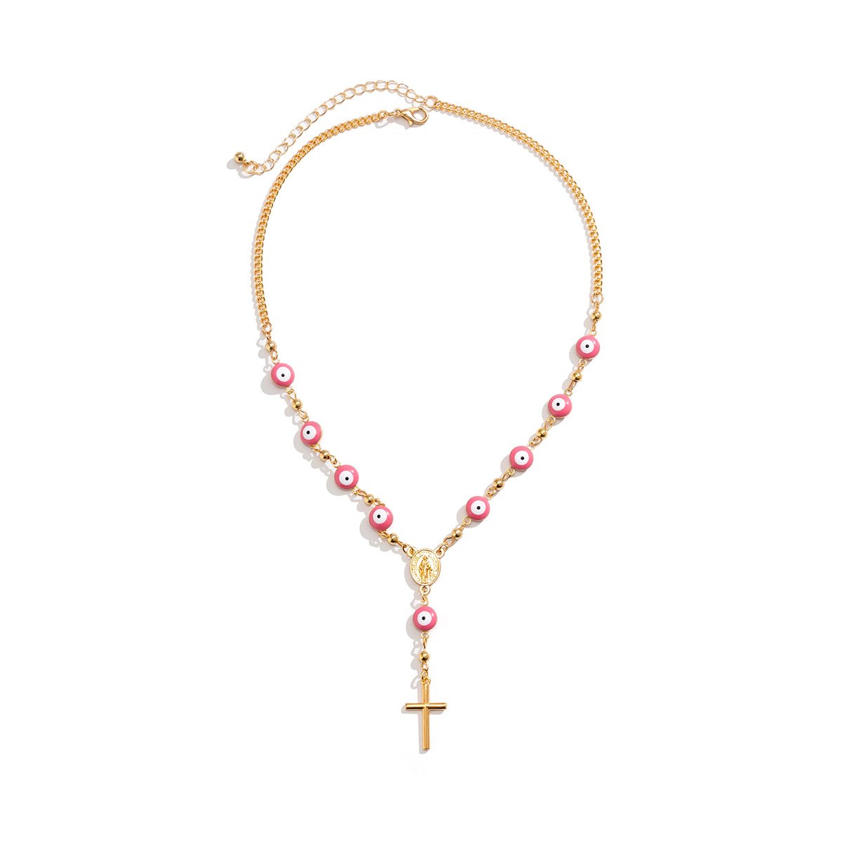 Jewelry Retro Ethnic Eye Chain Necklace Female Personality Portrait Embossed Cross Necklace