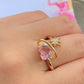 Ins pink love open ring fashion temperament micro-inlaid zircon octagon index finger ring girlfriend gift