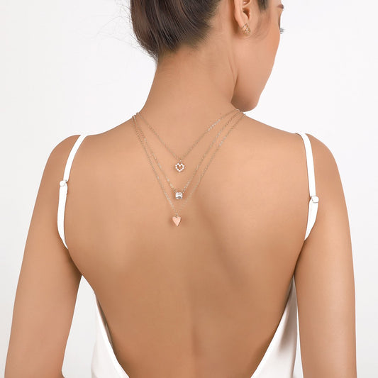 N114ikTok Back Decoration Simple Thin Chain Necklace Pearl Love Drip Oil Fashion Necklace Female