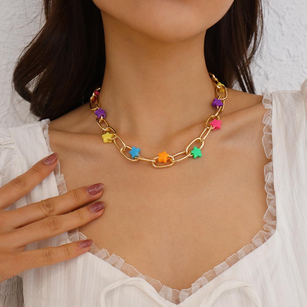 N998 Creative Geometric Necklace Bohemia Ethnic Five-pointed Star Necklace Cold Fashionista Necklace