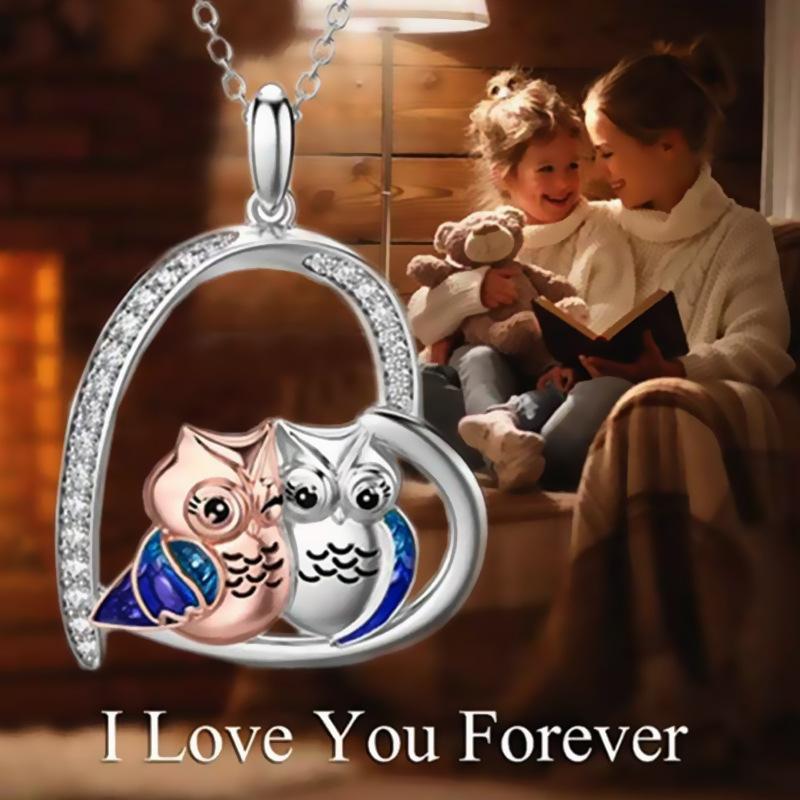 Jewelry Owl Heart Pendant Necklace Female Niche Design Sense Summer Cartoon Pattern Jewelry