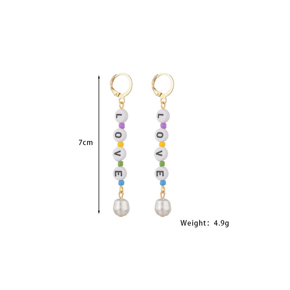 Fashion English letter LOVE pendant earrings special-shaped imitation pearl earrings jewelry