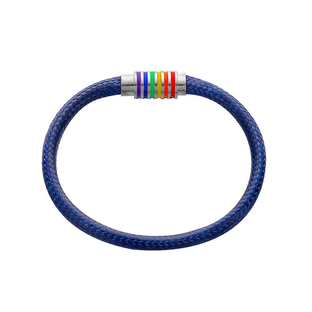 Hot French Simple Temperament Selling Men's Simple Stainless Steel Rainbow Wax Rope Bracelet