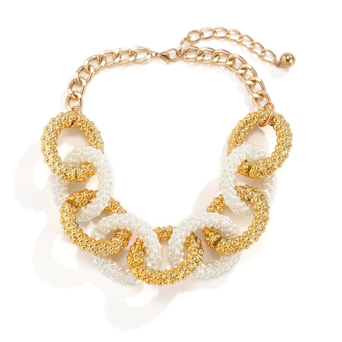 Jewelry fashion exaggerated hemp surface metal buckle necklace personality trend aluminum chain clavicle necklace female