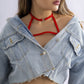 Jewelry Sexy Night Cross Elastic Belt Chest Chain Simple Red Hollow Dress Body Chain