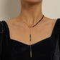 Jewelry Long Tassel Pendant Necklace Femininity Y-shaped Love Black Gemstone Necklace