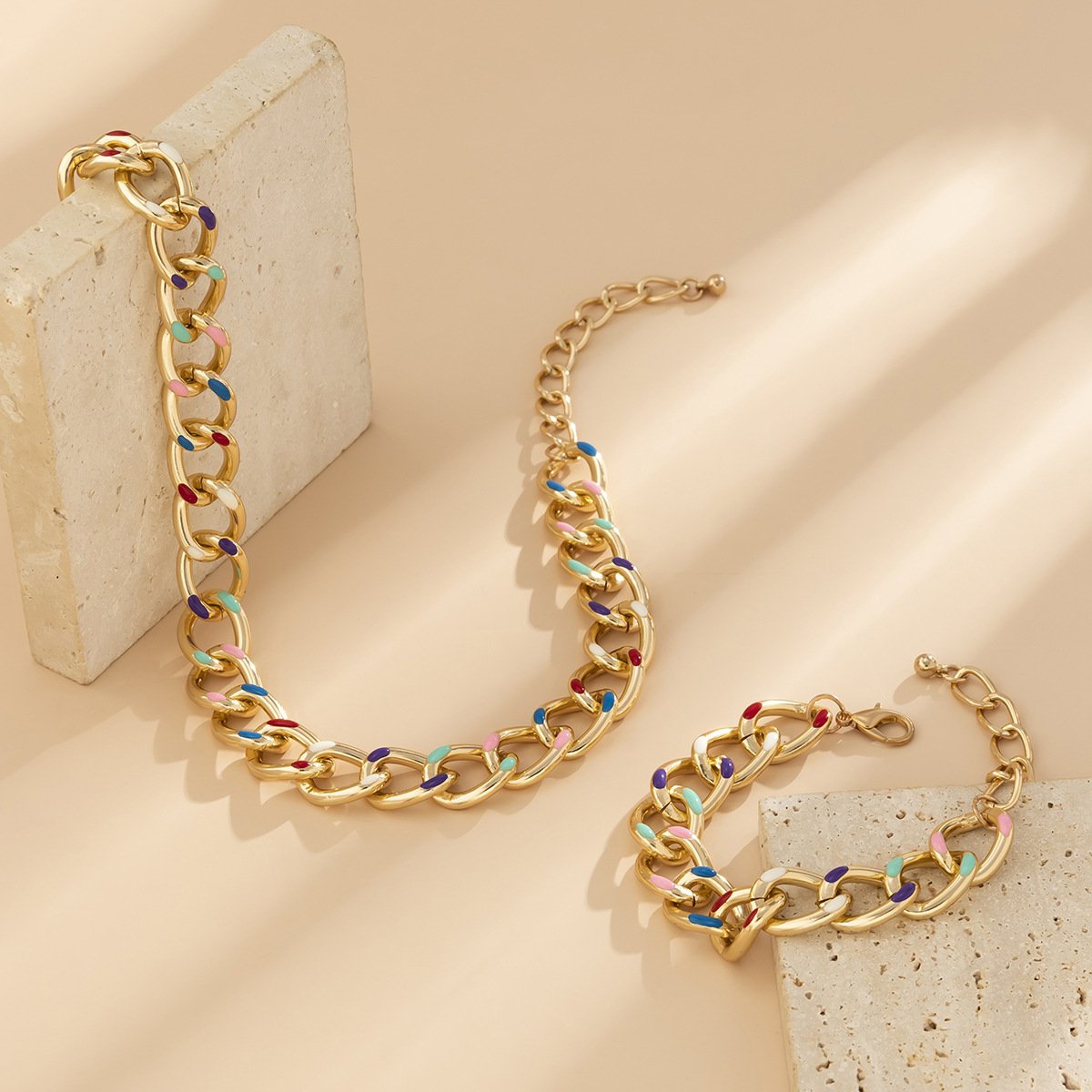 Jewelry Personality Color Drip Oil Cross Chain Necklace Female Simple Hollow Metal Geometric Necklace