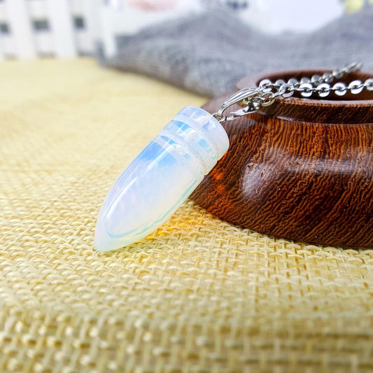 Opal Bullet Necklace Creative Necklace Natural Stone Pendant Children's Clavicle Chain Personality Clothing Accessories