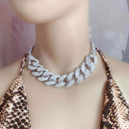 Trendy Jewelry Personality Creative Geometric Retro Necklace Punk Hip Hop CCB Diamond Necklace