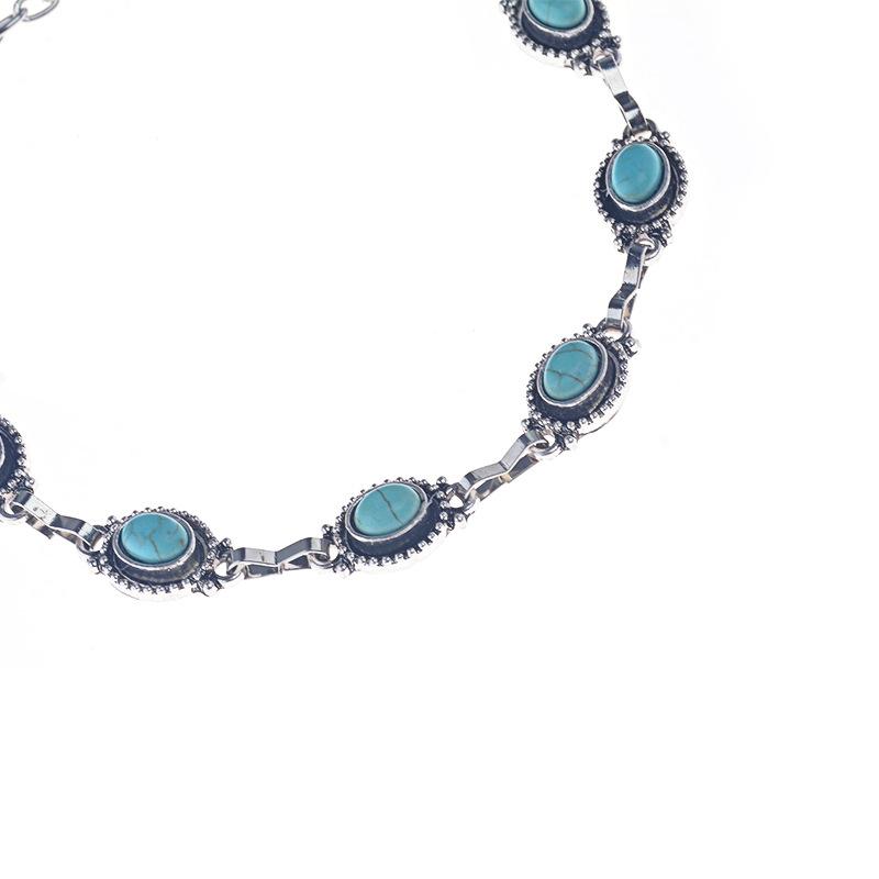 Ornaments Simple and Versatile Retro Ethnic Anklet Fashion Metal Alloy Turquoise Foot Ornaments for Women