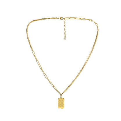 Stainless steel gold-plated square letter pendant ins cold simple trend retro collarbone necklace