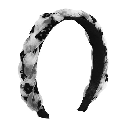 F4254 Retro Fashion Headband Sand Braided Geometric Creative Flowers Going Out High Skull Headband Female