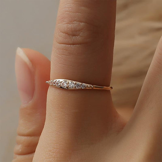 Hand Decoration Simple Zircon Couple Diamond Ring Versatile Temperament Fashion Plating Diamond Ring Female