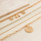 Jewelry temperament imitation pearl portrait multi-layer tassel necklace female retro beaded chain necklace