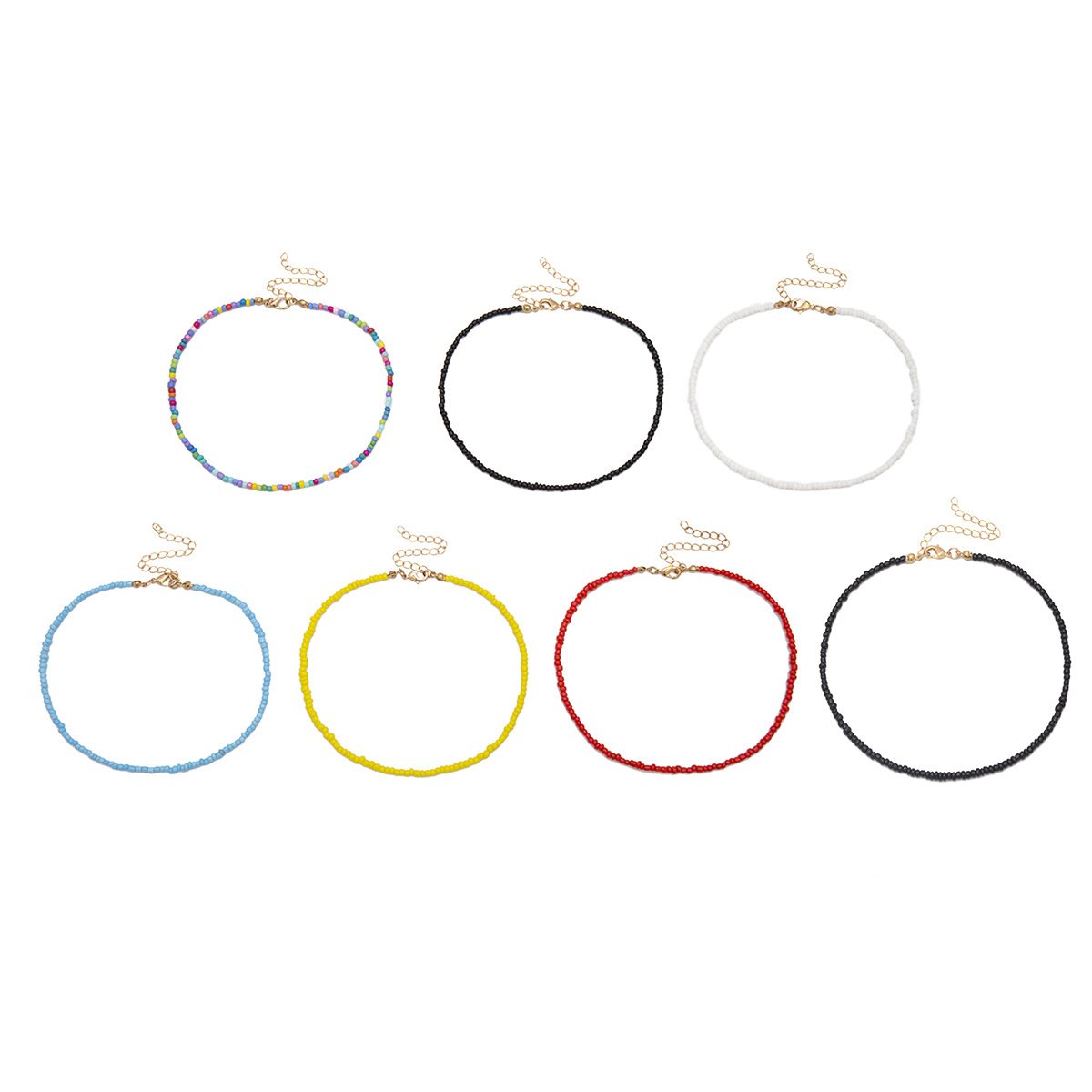Jewelry Personality Versatile Beaded Single Layer Necklace Minority Simple Color Series Bead Necklace Women