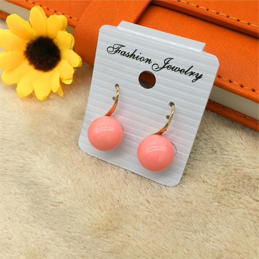 High-quality gold-plated hypoallergenic bead earrings simple female earrings youth girl accessories